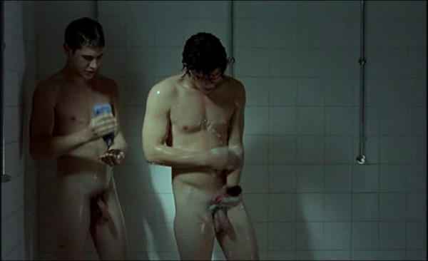 two guys showering